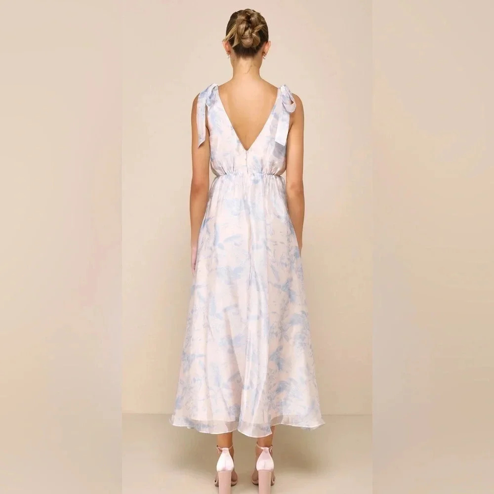 Charm Floral Tie Strap Maxi Dress Blush Blue - Picture 6 of 13